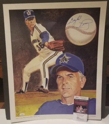 Gaylord Perry HOF 18x22 Autographed signed Lithograph 1983 Robert Handville JSA - Image 1 of 4
