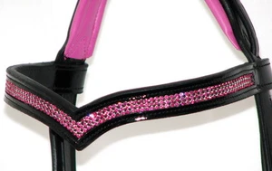 FSS GLISTEN 3 4 row Crystal PATENT Gloss Curve U Bling FUCHSIA HOT PINK Browband - Picture 1 of 6