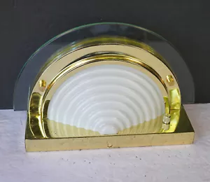 Art Deco Leuchte Vintage 80er Antik Stil Messing Glas Wandhalterung rund - Bild 1 von 6
