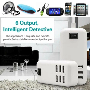 6 Ports USB Charger Hub Desktop US Plug AC Power Wall Travel Charging Adapter US - Picture 1 of 12