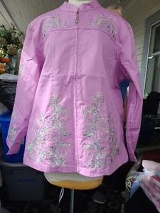 Quacker Factory Plus Size 2X Pink Rhinestones EMBROIDERY Jacket Nwt - Picture 1 of 4