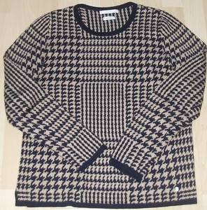 ELEGANTE DAMEN FEINSTRICK PULLOVER PULLI - BEIGE SCHWARZ-  GR 36/38 - Bild 1 von 3