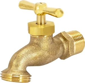 Irrigation Hose Bibb, 1/2 Inch MIP Connection, 1/2 Inch MHT Connection, Brass Pl - Picture 1 of 3