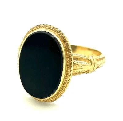 MAGNIFIQUE BAGUE OR 18 CARATS - Onyx - 4,66 g - Photo 1/4