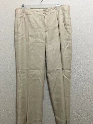 Pantalones Cabi Everly para mujer estilo 813R mezcla de lino talla 10 beige, tiro medio Foto 1 de 4