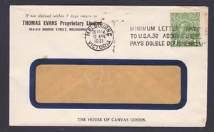 1931 KING GEORGE V 1d PRE-DECIMAL STAMP RHOMAS EVANS W/F COMMERCIAL COVER #B134 - Picture 1 of 1