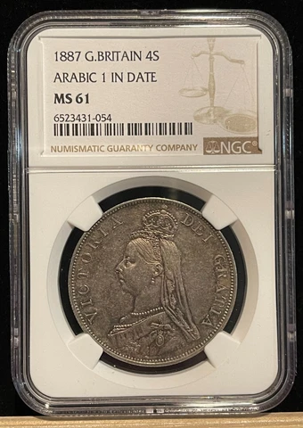 GREAT BRITAIN Double Florin 1887, NGC MS 61 Deeply Toned UNC, Popular. B3 Cover