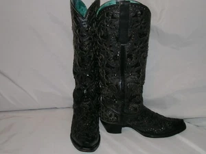 Corral Black Leather and Stud Boots Size 7 1/2M - Imagen 1 de 7
