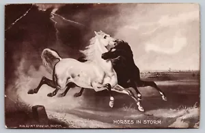 Postal artística de principios de 1900 "Caballos en tormenta" Lightning asustado pub M.T. Sheahan - Imagen 1 de 2