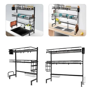 2 Ebenen über Spüle Geschirr Trockengestell Besteck Abtropffläche Küche Regal Tasse Organizer - Bild 1 von 34
