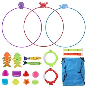 24pcs Swimming Pool Toys Thru Rings for Kids Diving Practice Summer Water Pool - Picture 1 of 16