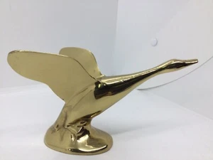 Vintage Smooth Shiny Brass Duck/Goose Taking Off In Flight 7” Long Hollow - Picture 1 of 10