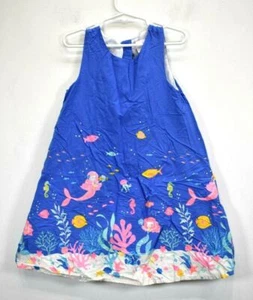 Tommy Bahama Baby Girl Blue Sleeveless Mermaid Under The Sea Print Dress 6 - Picture 1 of 7