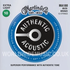 Martin MA180 Acoustic Guitar Strings Bronze Extra Light 12 STRING SET 10 - 47  - Picture 1 of 3