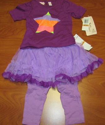 NUEVO CONJUNTO DE 3 FALDAS Y PANTALONES CAMISA ESTRELLA MORADA NIÑOS CUARTEL GENERAL NIÑAS 12M Foto 1 de 4