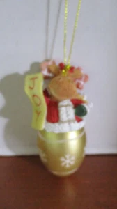 Vintage Harz ELCH auf GLAS GOLD EI WEIHNACHTSSCHMUCK - Bild 1 von 4