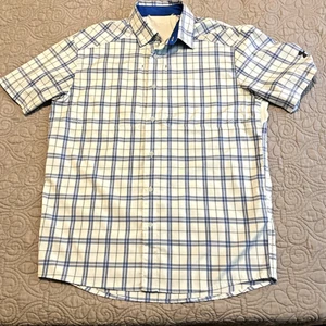 UNDER ARMOUR HEATGEAR Blue/Grey Short Sleeve Button-Down Vented Shirt Men's MED - Picture 1 of 9