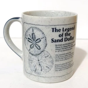 Vintage Legend Of The Sand Dollar Collectors Coffee Mug Cup Blue Nautical Beach - Picture 1 of 3
