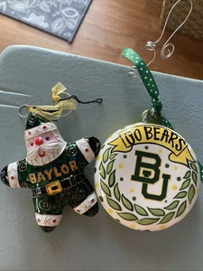 Baylor University Ornamente 2er Set Glas Puff & Weihnachtsmann Ornament - Bild 1 von 6
