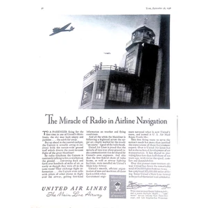 United Airlines 1936 Print Ad The Miracle of Radio in Air Navigation 8"X11.5" - Imagen 1 de 3