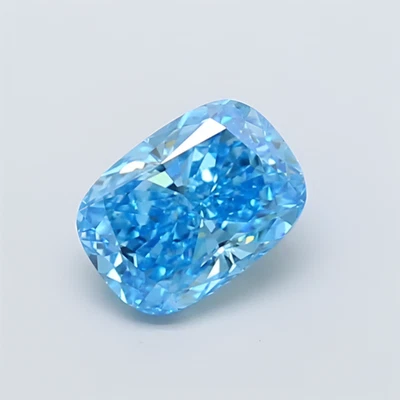 lab created 1.05 Ct Cushion Modified Cut IGI Certifide Stone Fancy Vivid BlueVVS - Image 1 of 4
