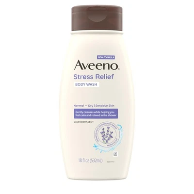 Aveeno Stress Relief Body Wash 18Oz Lavender Scent Cleansing Shower Gel - Image 1 of 4