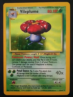 POKEMON TCG VILEPLUME HOLO SIN SÍMBOLO 15/64 1999 WOTC Foto 1 de 3
