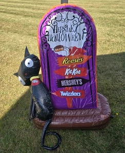 RARE Hershey's PROMO Inflatable Halloween Black Cat & Tombstone 38 × 50 - Picture 1 of 13