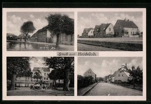 Heideloh, Ortspartie mit Teich, Straßenpartien, Ansichtskarte - Picture 1 of 2