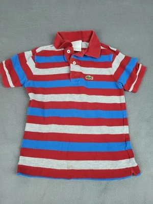 Polo Lacoste Niños 8 Gris Rojo Rayas Ligero Exterior Academia Preppy Foto 1 de 4
