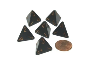 Opaque 18mm 4 Sided D4 Chessex Dice, 6 Pieces - Dark Grey with Copper Numbers - Picture 1 of 1