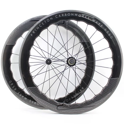 700C Road Bike Carbon Wheelset Clincher Tubeless 65mm Depth 25mm Width V Brake - Imagem 1 de 4