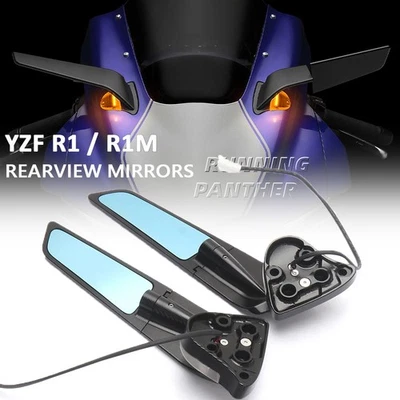 For Yamaha YZF R1 R1M Rearview Mirrors with LED Rotating Adjustable Wing Mirror - Image 1 of 4