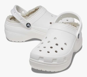 New Adorable Crocs Classic Platform Lined Clogs Women's Size 8 White NWT! - Picture 1 of 6