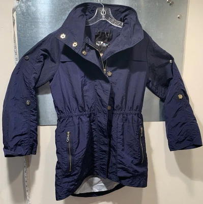 Chaqueta de Lluvia The Fillmore Azul Marino Nylon Cremallera Completa/A Presión Con Capucha Anorak Pequeña Foto 1 de 4