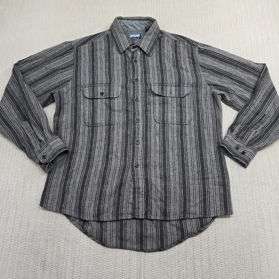 Camisa Fieldmaster De Colección Para Hombre Grande Gris Negra Mezcla de Lana Abotonada Western Años 90 Foto 1 de 4