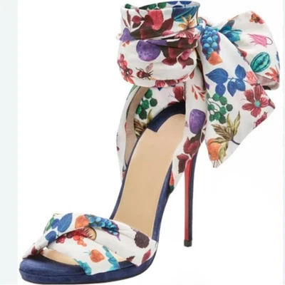 Сандалии Christian Louboutin Sandale Du Desert шелковые на лодыжке синие замшевые 39,5 ЕС - Изображение 1 из 4