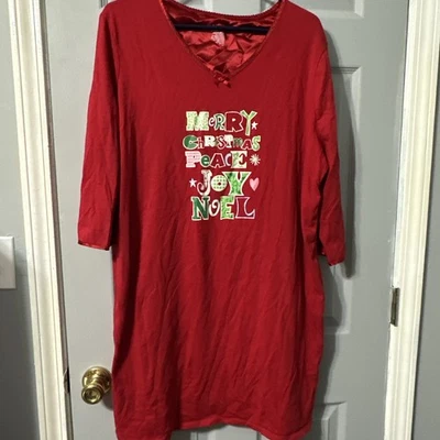 Camisón de Navidad Secret Treasures para mujer talla 2X/3X rojo con Feliz Navidad Foto 1 de 4