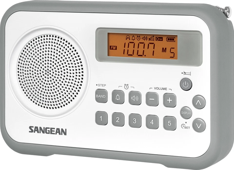 PR-D18 AM/FM/Portable Digital Radio with Protective Bumper (White/Gray) - Image 1 of 2