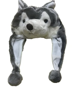 Fluffy Plush Wolf Husky Hood Ear Flap Tie Face Hat Cap Winter Warm #PKBT - Picture 1 of 1