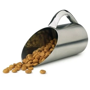 Pet Food Scoop 12 oz Stainless Steel Matte Finish 1.5 Cup Dry Dog Kibble Scooper - Picture 1 of 5