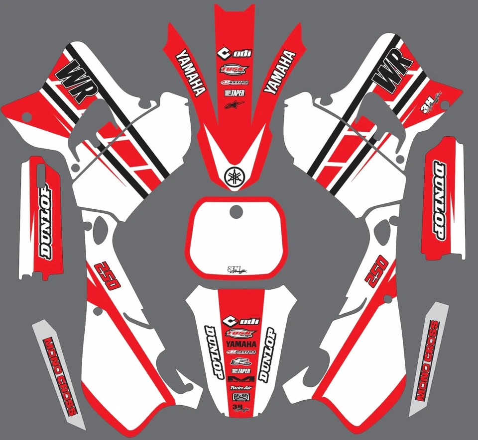 Gráficos de la vieja escuela para Yamaha WR250 1993 1994 1995 calcomanías rojo retro Foto 1 de 1