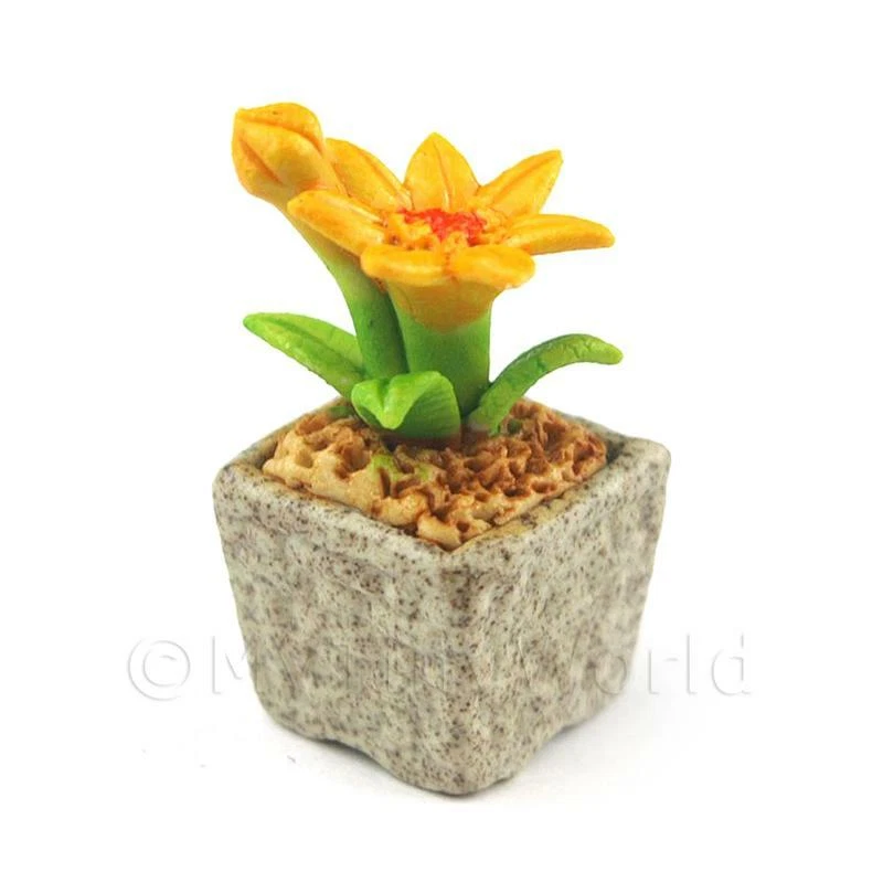 Miniatura Fatto a Mano Giallo Scuro Ceramica a Fiore - Immagine 1 di 1