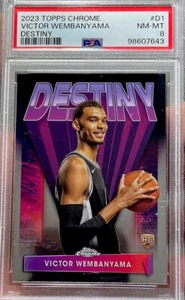 2023 TOPPS CHROME VICTOR WEMBANYAMA ROOKIE Destiny Insert RC PSA 8 - Picture 1 of 3