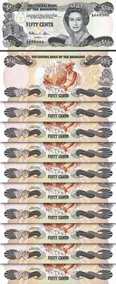 Bahamas 50 Cents, 1/2 Dollar 1974 (1984), aUnc / Unc, 10 Pcs LOT, P-42, QUE II - Image 1 of 4