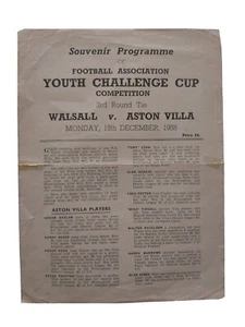WALSALL v ASTON VILLA ( F.A.YOUTH CUP ) 1958/9. - Picture 1 of 3