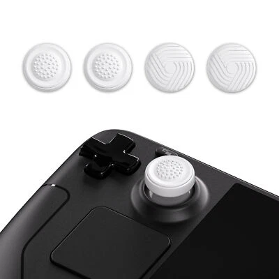 PlayVital Silicone Thumb Grip Caps for Steam Deck-Samurai&Guardian Edition White