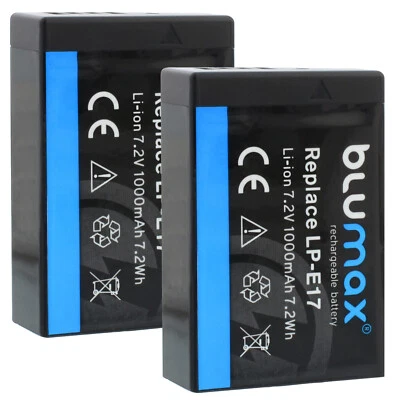 2x Blumax Akku für Canon LP-E17 EOS RP M3 M6 750D 760D R8 R10 R50 1000 mAh