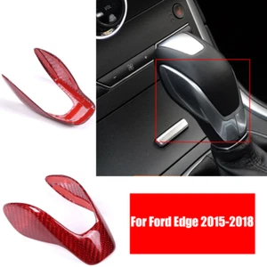 Red Real Carbon Fiber Car Gear Shift Knob Trim Cover For Ford Edge 2015-2018 - Imagen 1 de 5