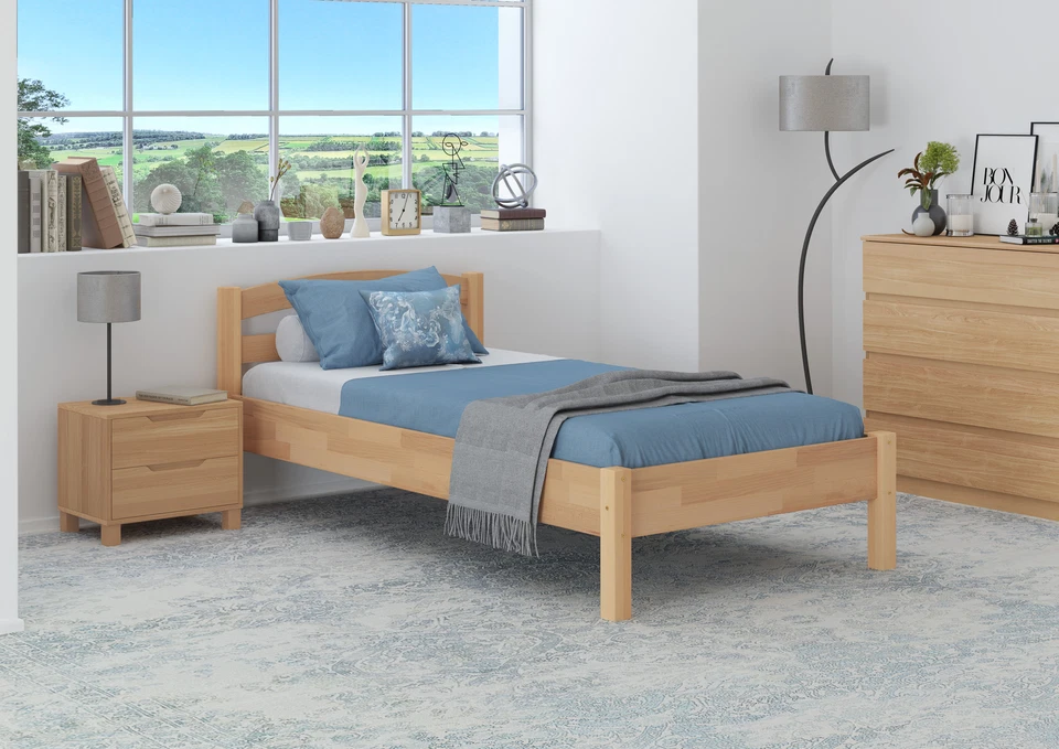 Letto in legno extra-lungo in faggio naturale 100x220 Accessori selezionabili - Immagine 1 di 1